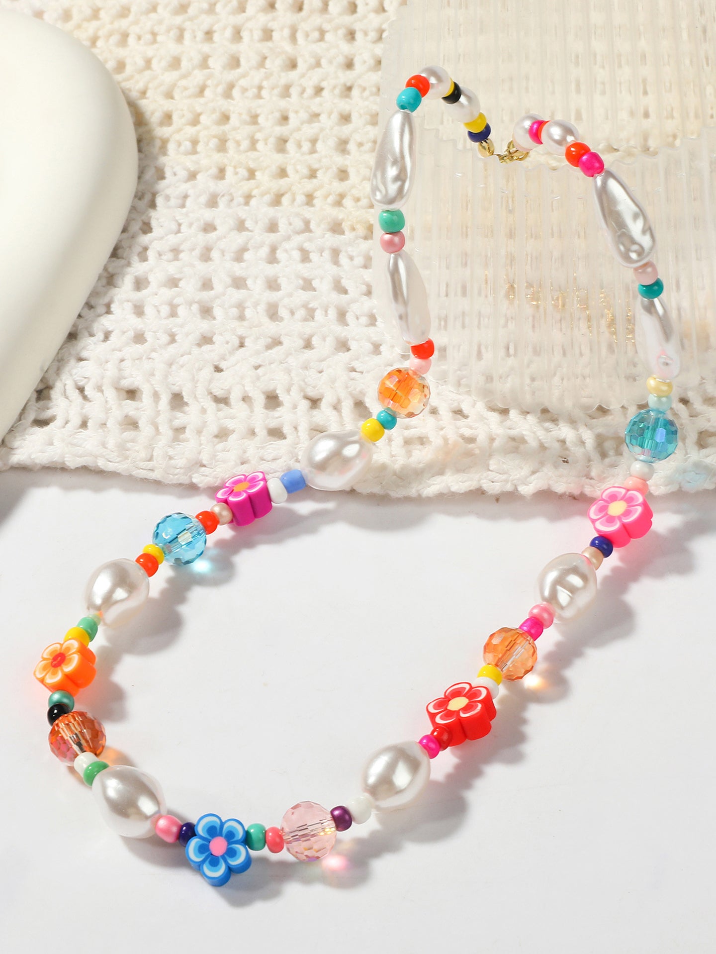 Gold-Plated Enamelled Beaded Statement Necklace