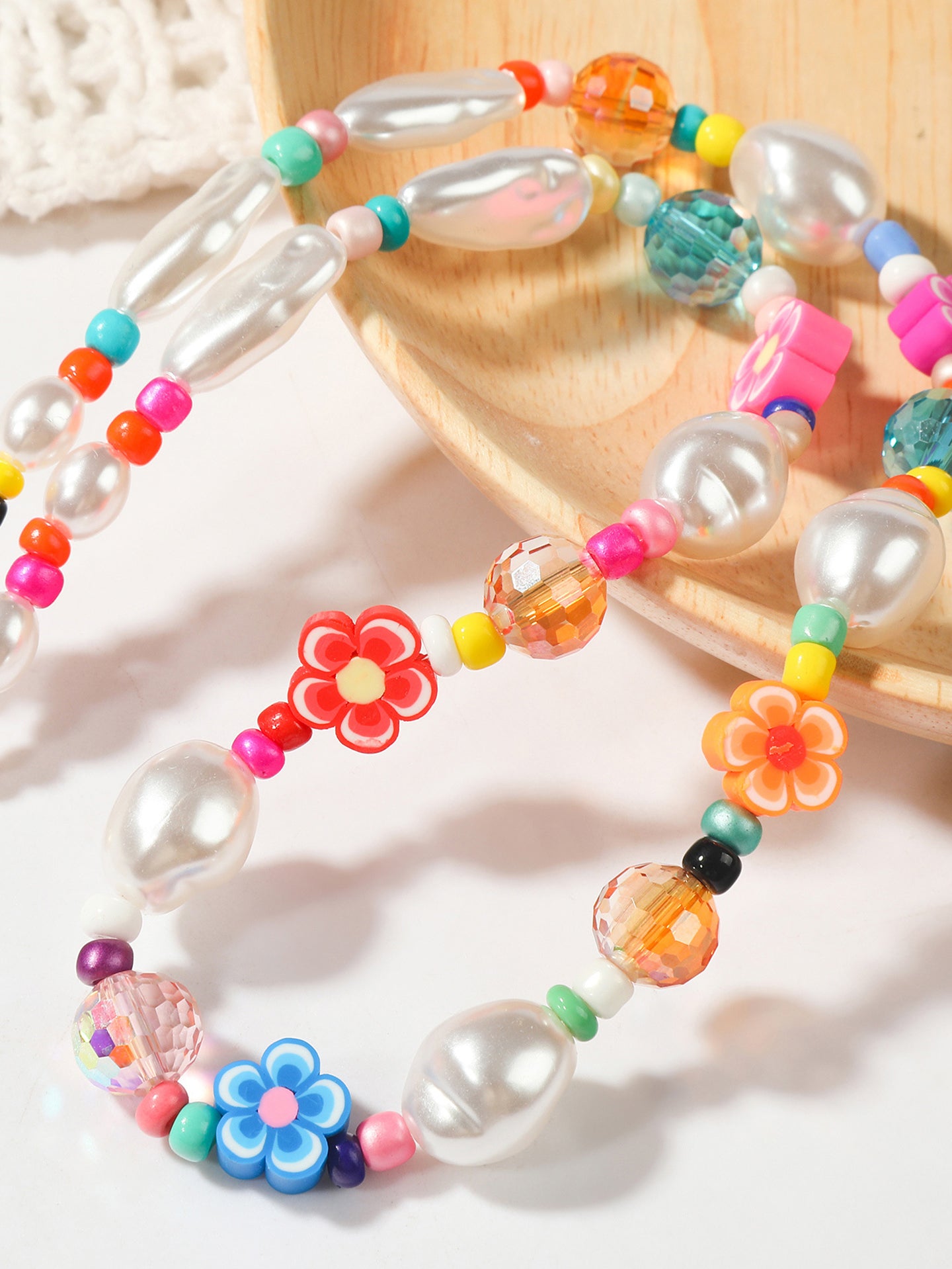 Gold-Plated Enamelled Beaded Statement Necklace
