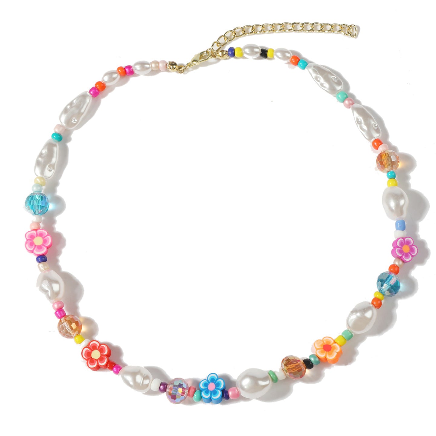 Gold-Plated Enamelled Beaded Statement Necklace