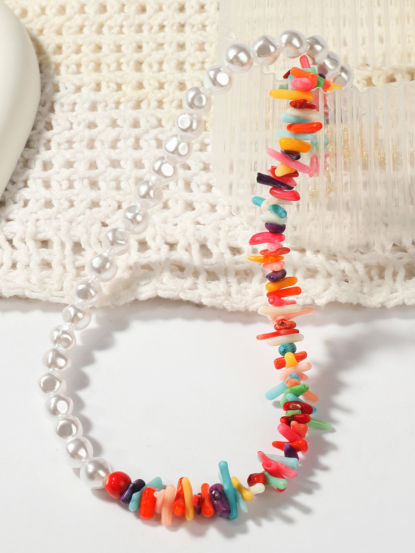 Gold-Plated Beaded Enamelled Statement Necklace