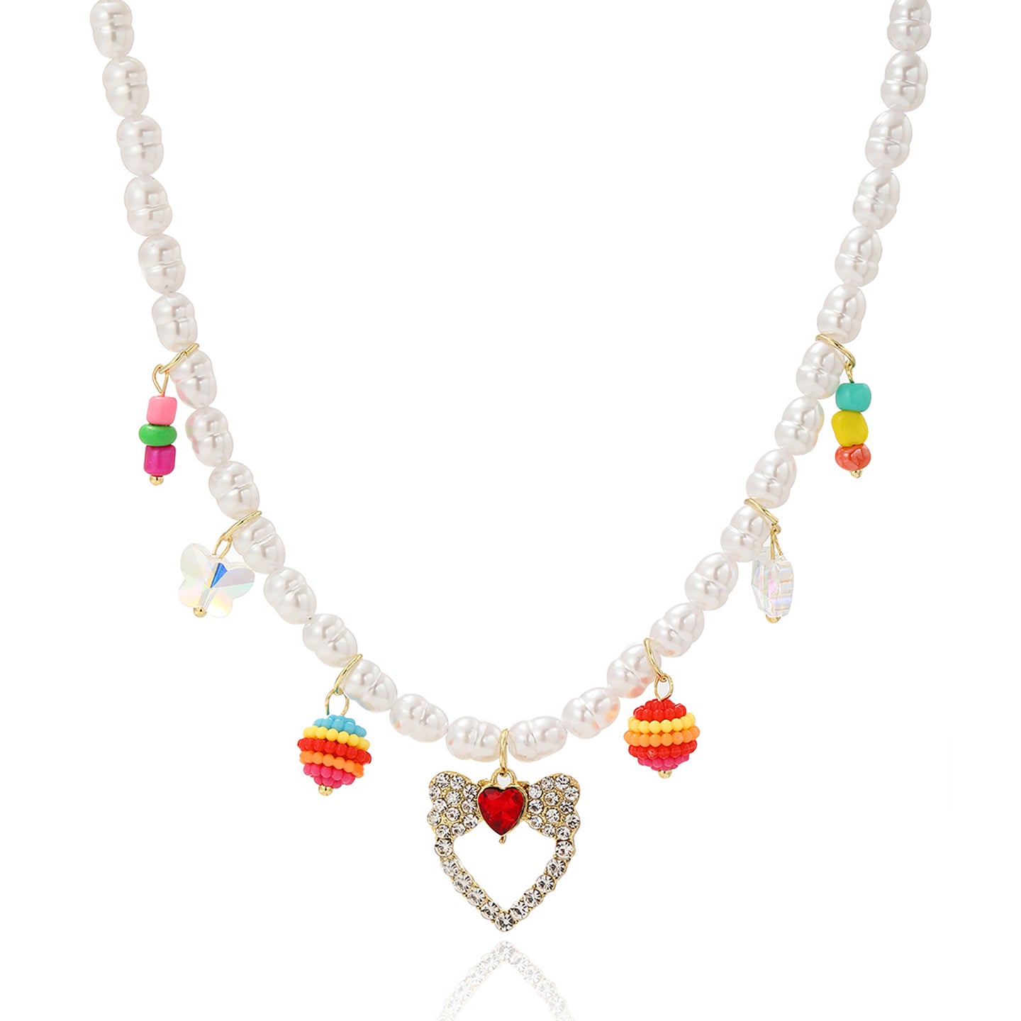 Gold-Plated Artificial Beads Studded Necklace
