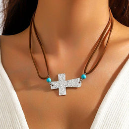 Silver-Plated Beaded Enamelled Necklace