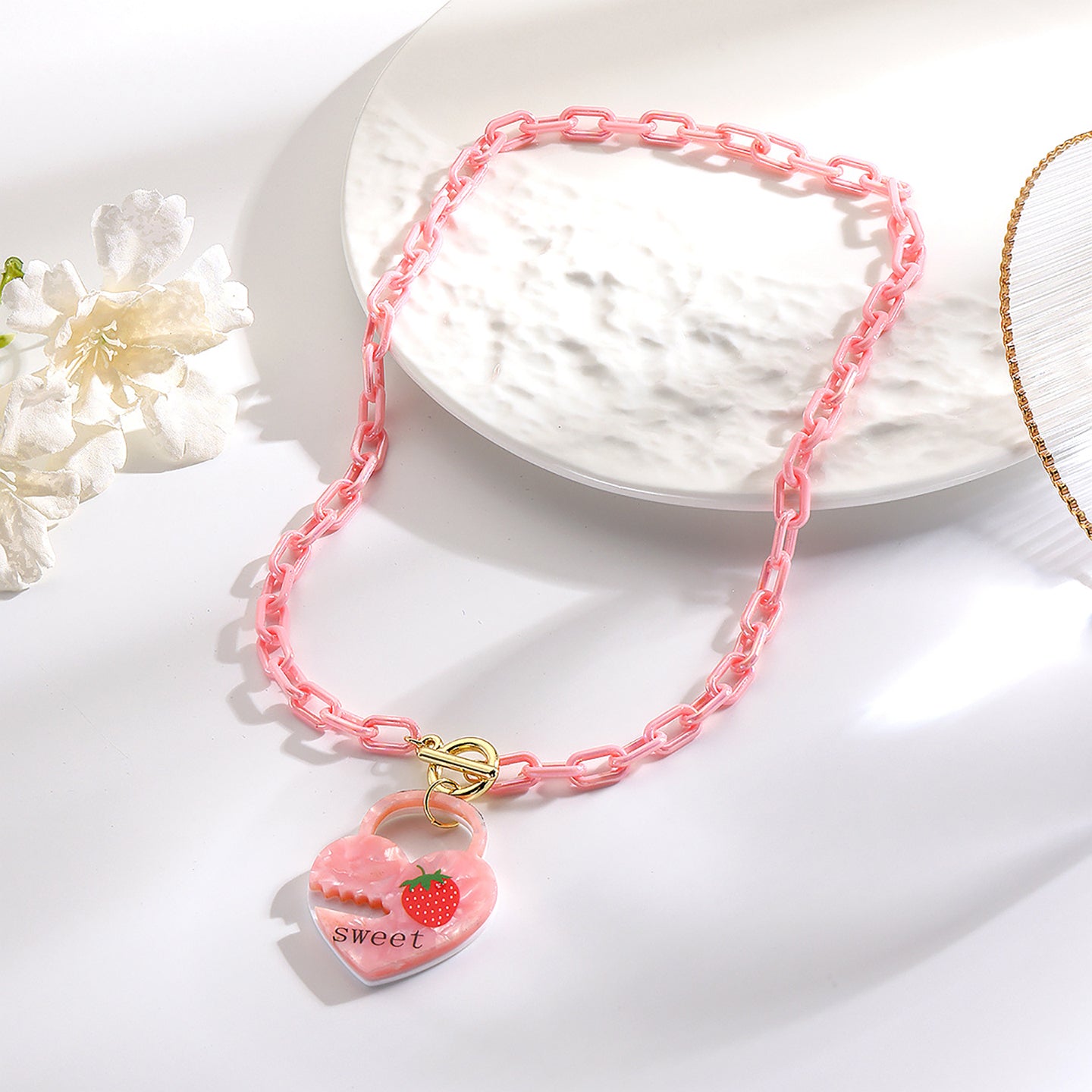 Gold-Plated Link Chains Statement Necklace