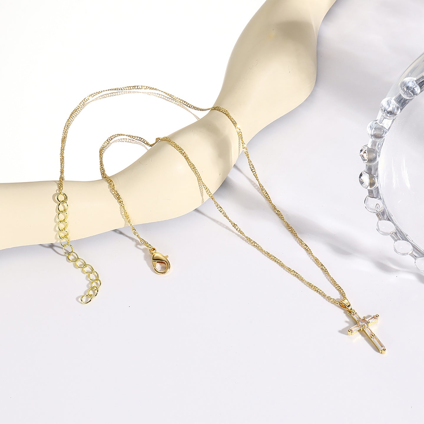 Gold-Plated Artificial Beads Beaded Chain