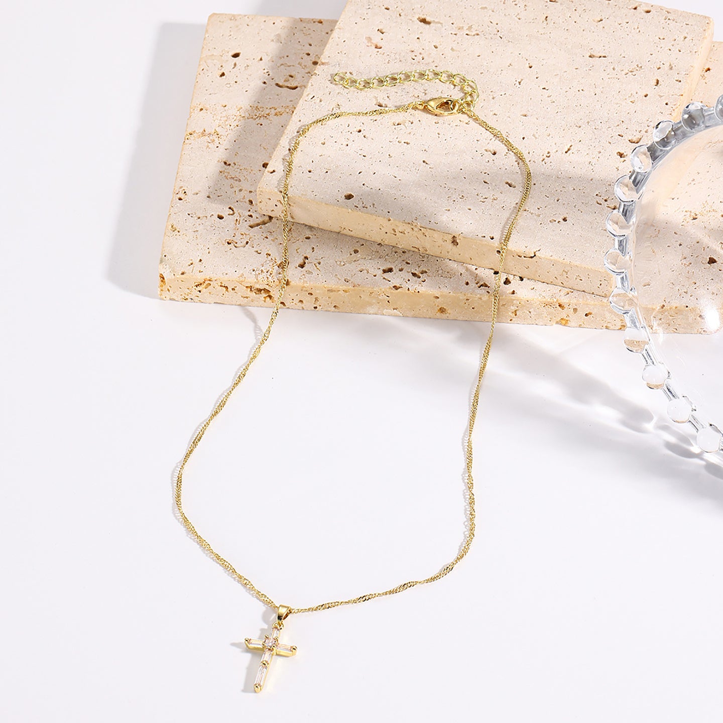 Gold-Plated Artificial Beads Beaded Chain