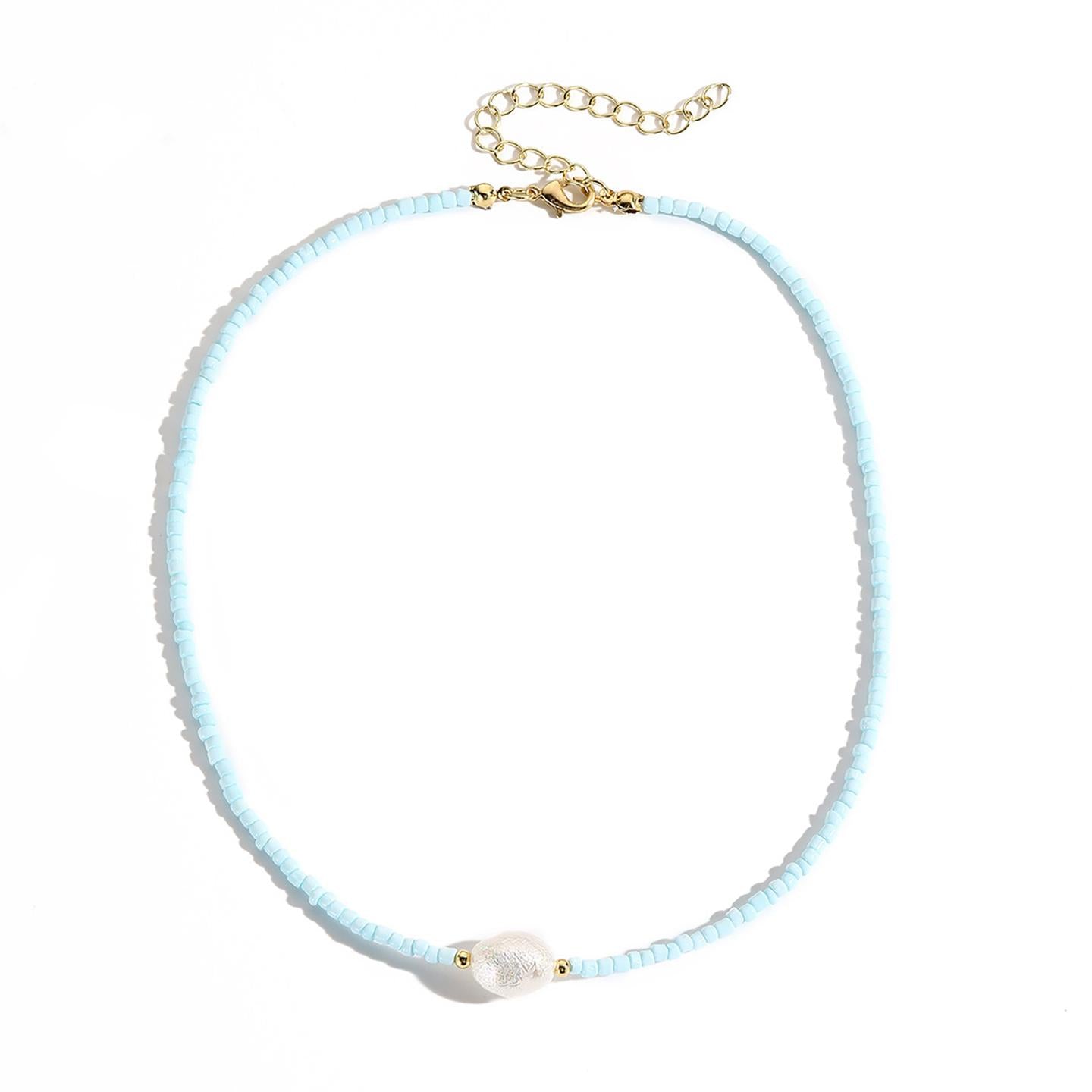Gold-Plated Artificial Beads Studded Enamelled Chain
