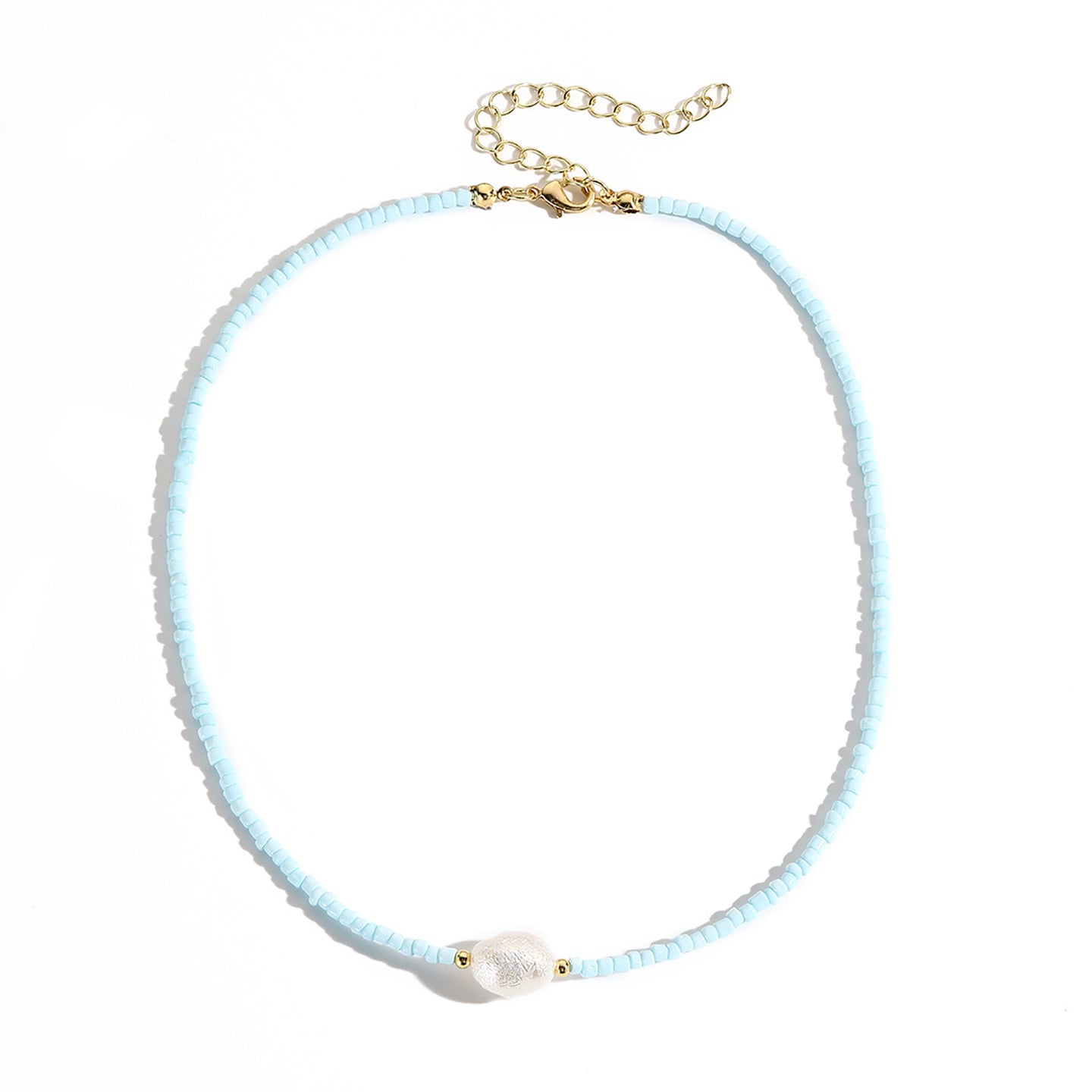 Gold-Plated Artificial Beads Studded Enamelled Chain