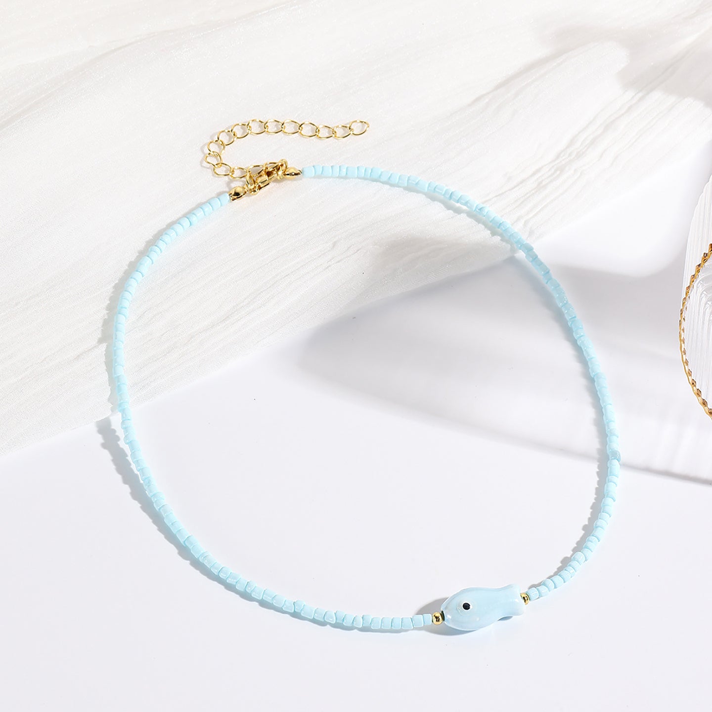 Gold-Plated Beaded Enamelled Chain