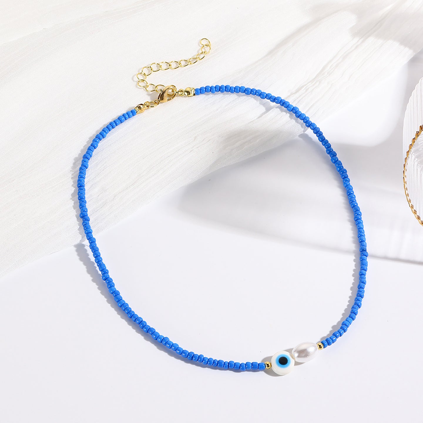 Gold-Plated Beaded Enamelled Minimal Chain