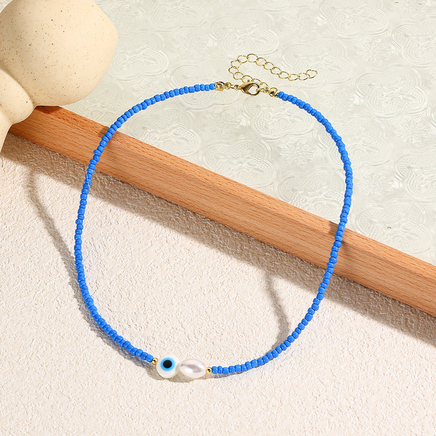 Gold-Plated Beaded Enamelled Minimal Chain