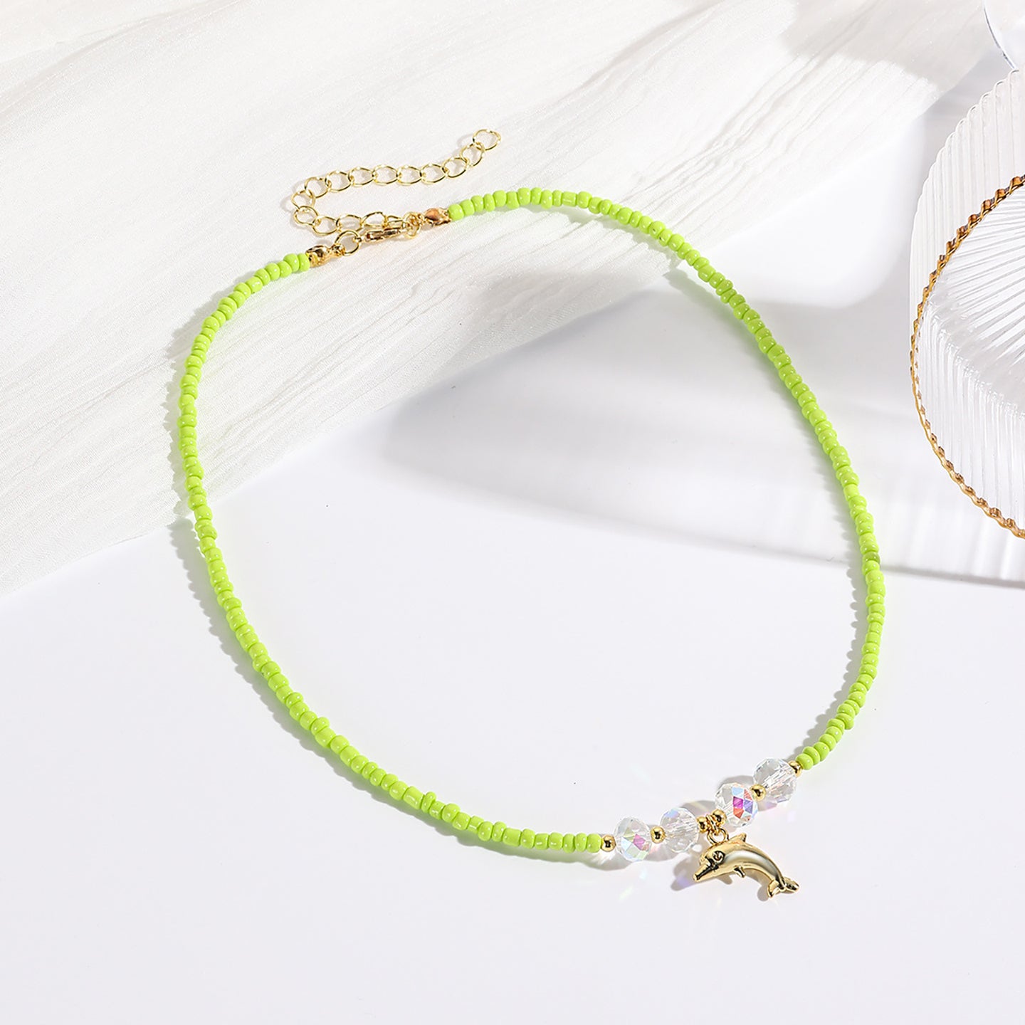 Gold-Plated Beaded Enamelled Chain
