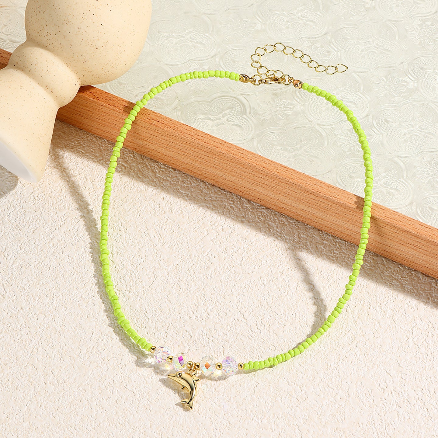 Gold-Plated Beaded Enamelled Chain