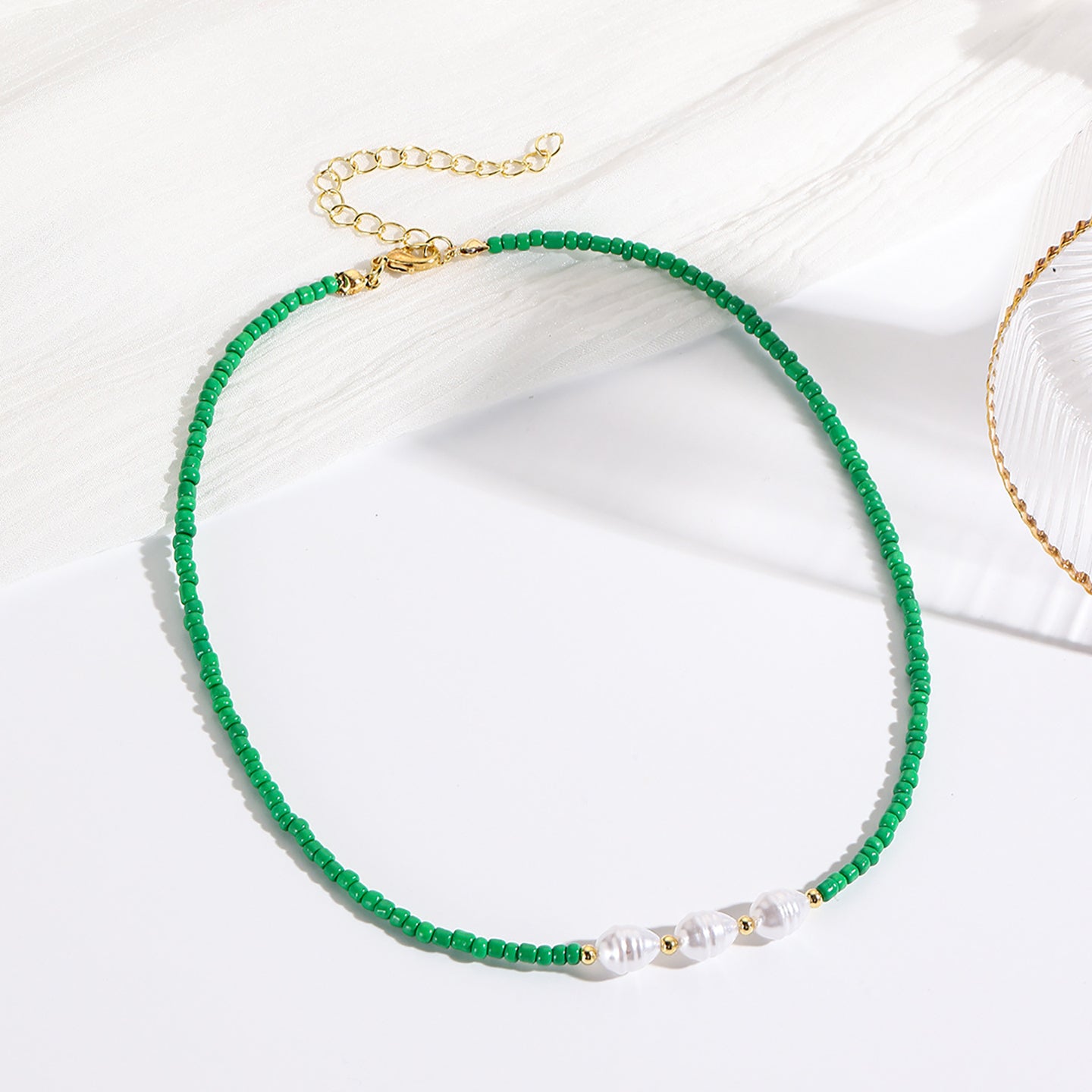 Gold-Plated Beaded Enamelled Chain