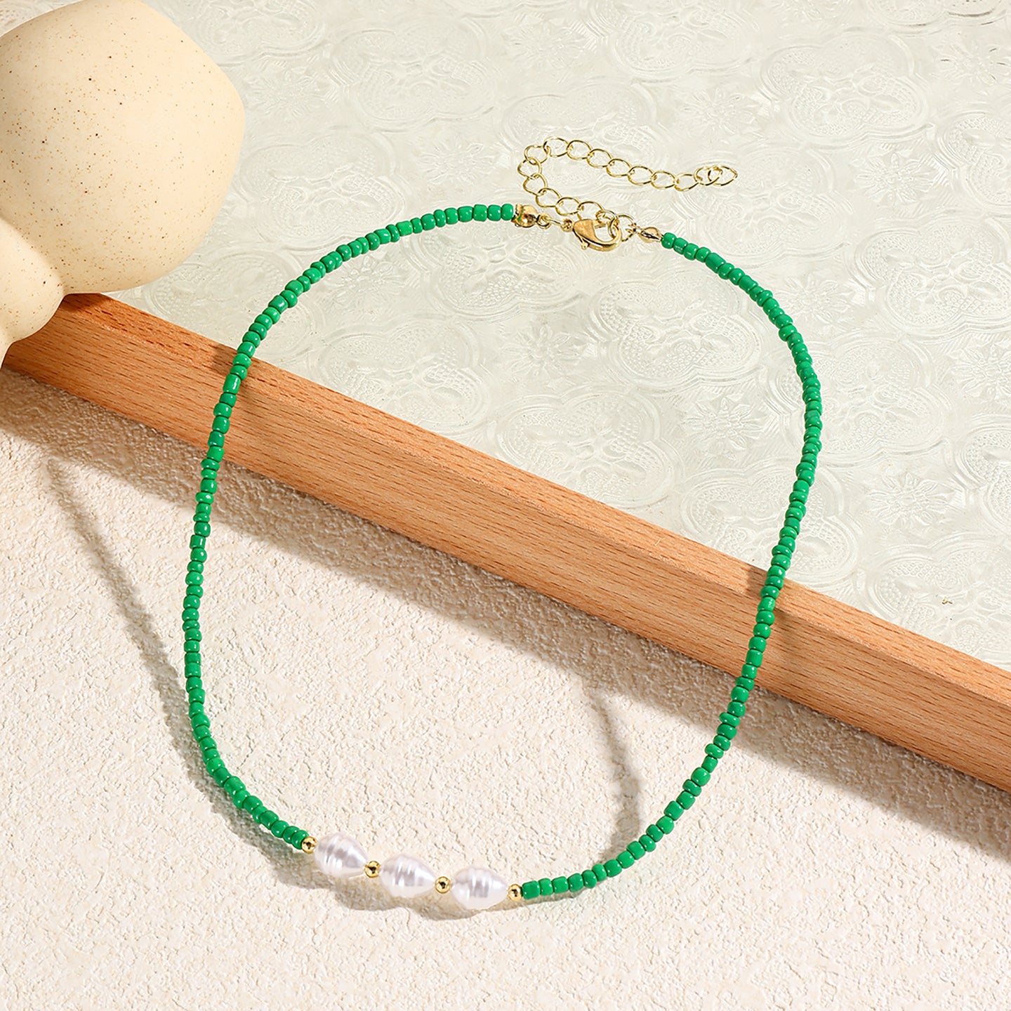 Gold-Plated Beaded Enamelled Chain