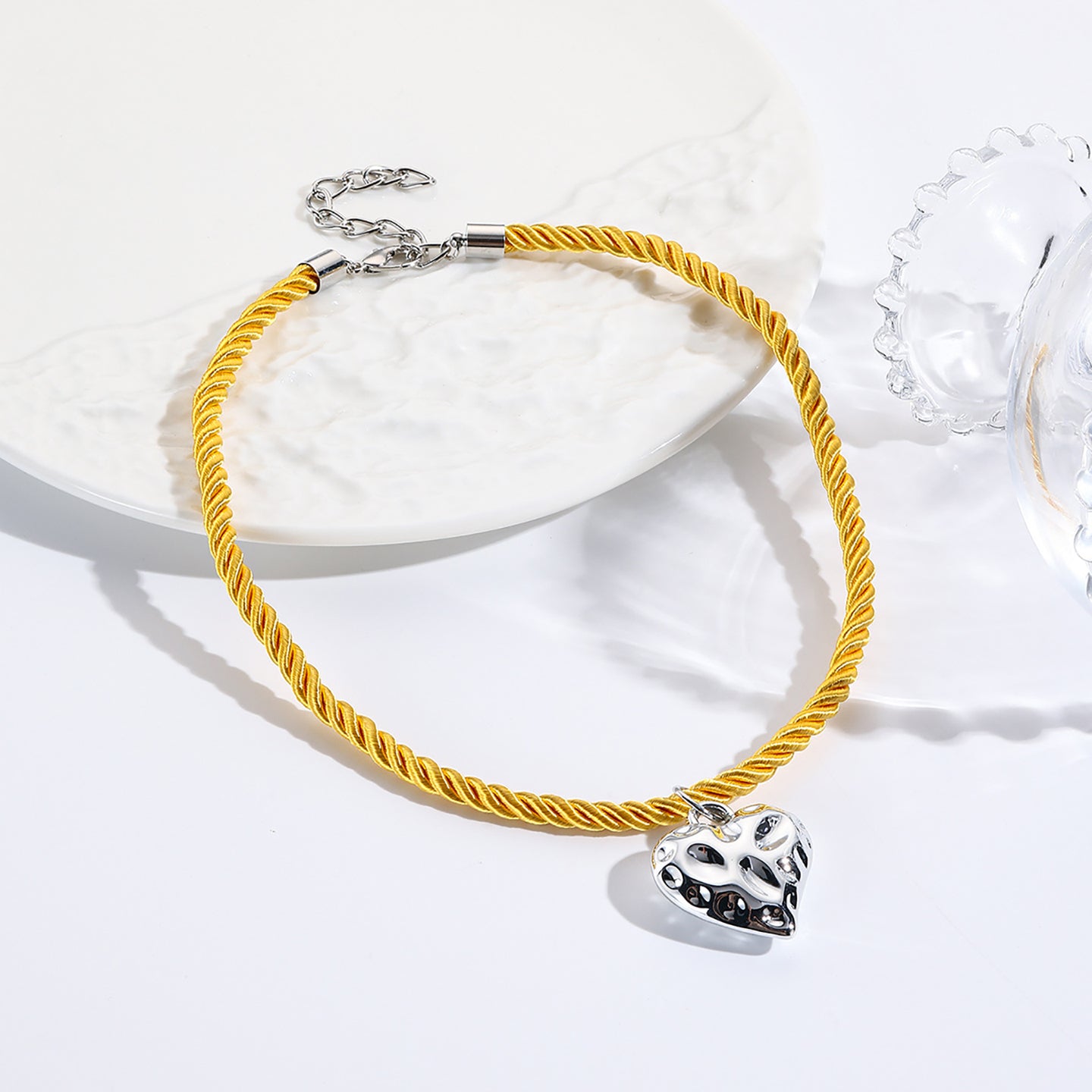 Silver-Plated Heart Shaped Pendants with Chains