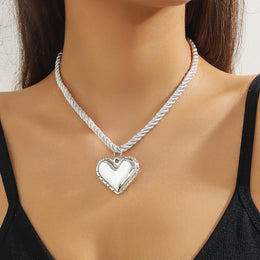 Silver-Plated Heart Shaped Pendants with Chains