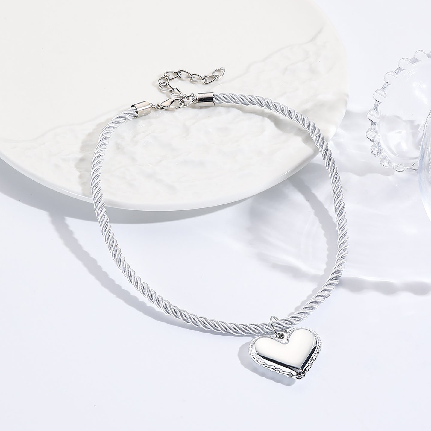 Silver-Plated Heart Shaped Pendants with Chains