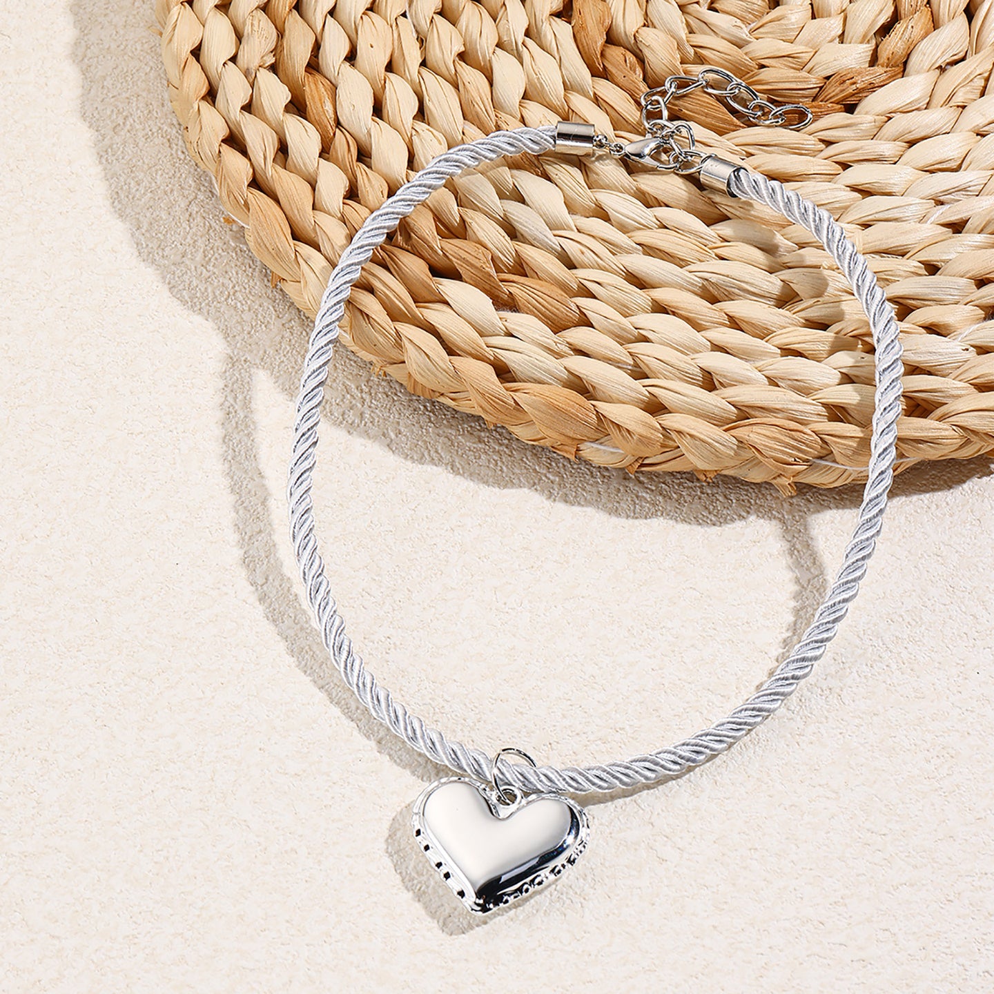 Silver-Plated Heart Shaped Pendants with Chains