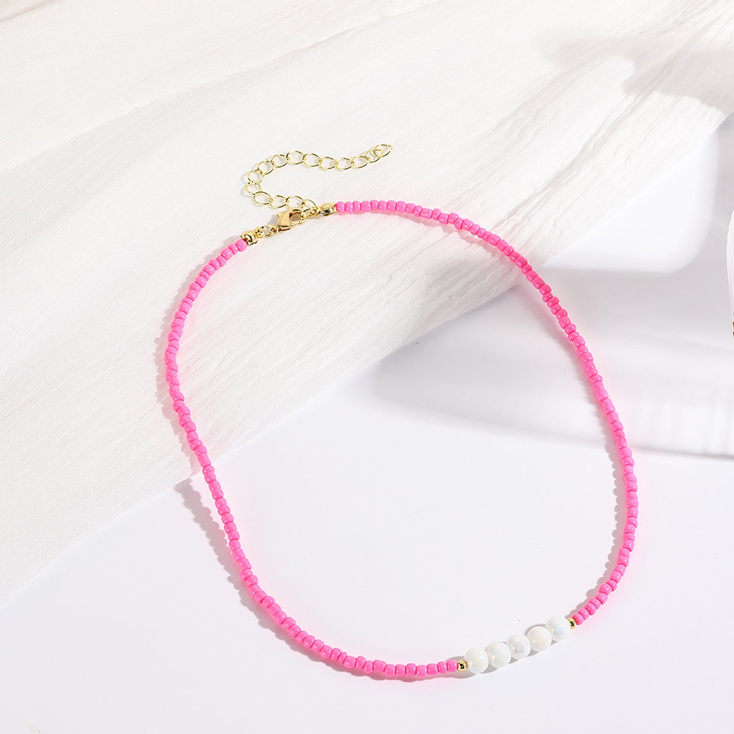 Gold-Plated Beaded Enamelled Chain