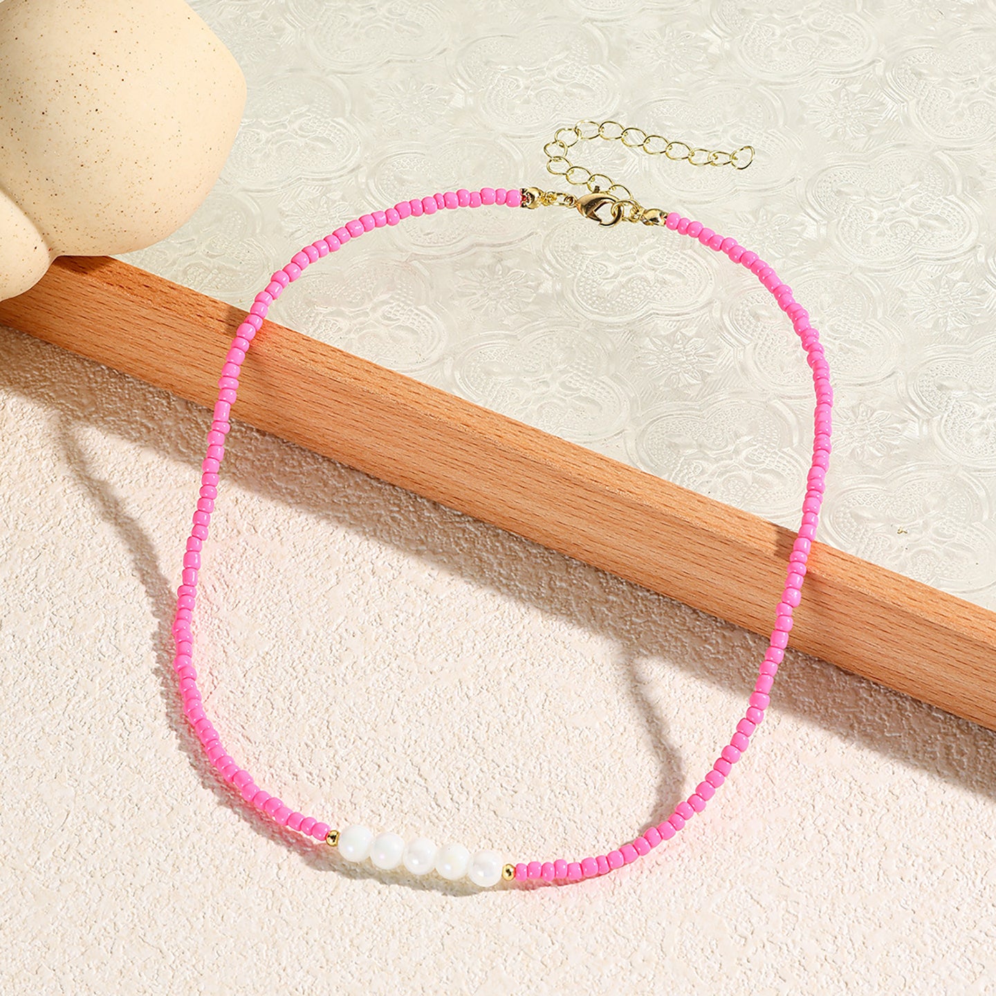 Gold-Plated Beaded Enamelled Chain