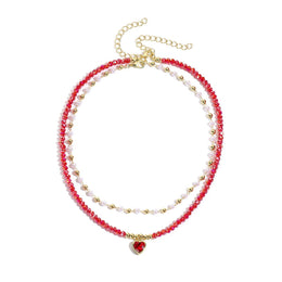 Gold-Plated Artificial Stones Beaded Necklace