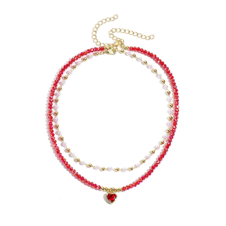 Gold-Plated Artificial Stones Beaded Necklace
