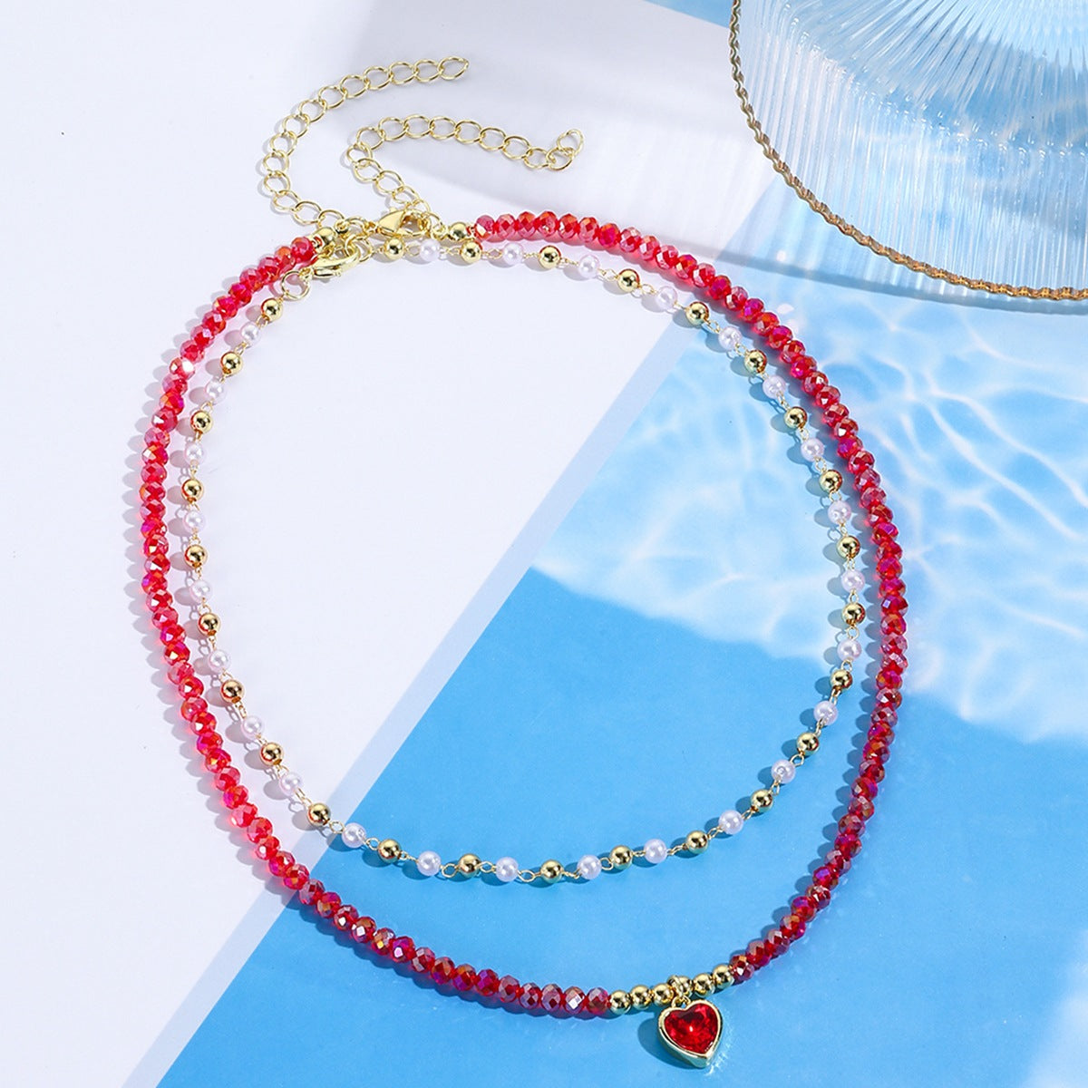 Gold-Plated Artificial Stones Beaded Necklace