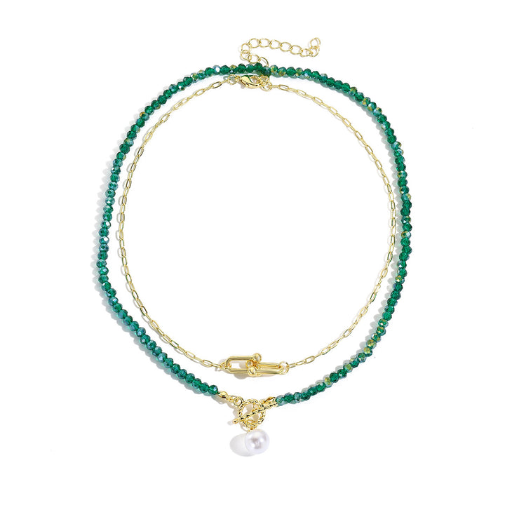 Gold-Plated Artificial Beaded Minimal Necklace