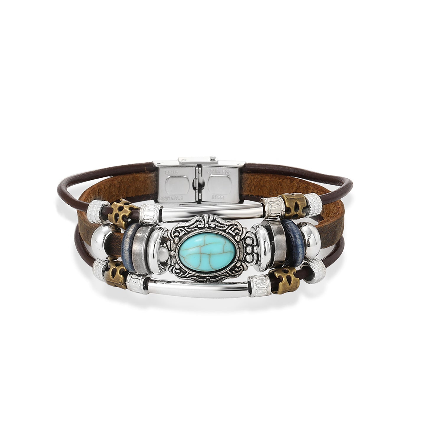 Women Leather Antique Wraparound Bracelet
