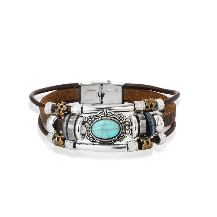 Women Leather Antique Wraparound Bracelet