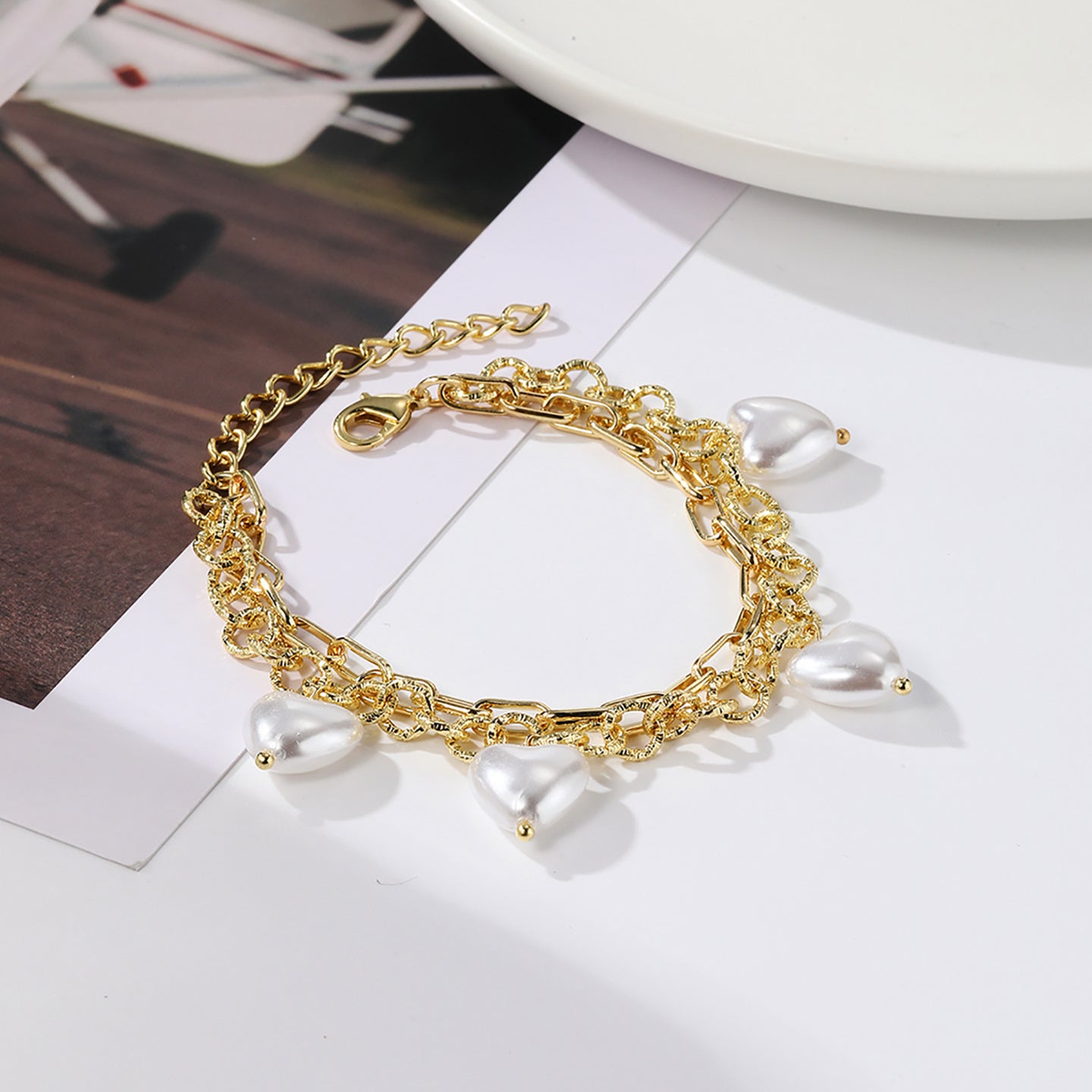 Women Handcrafted Gold-Plated Charm Bracelet