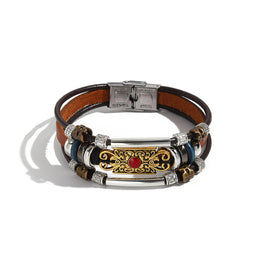 Women Leather Antique Wraparound Bracelet