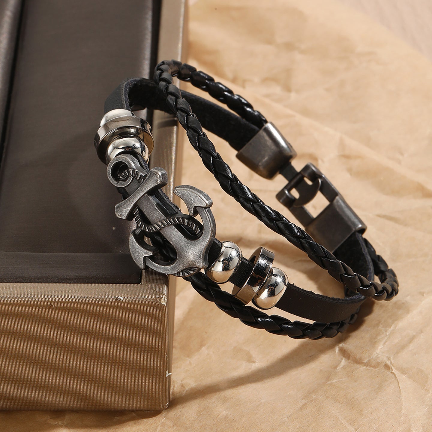 Women Leather Antique Wraparound Bracelet