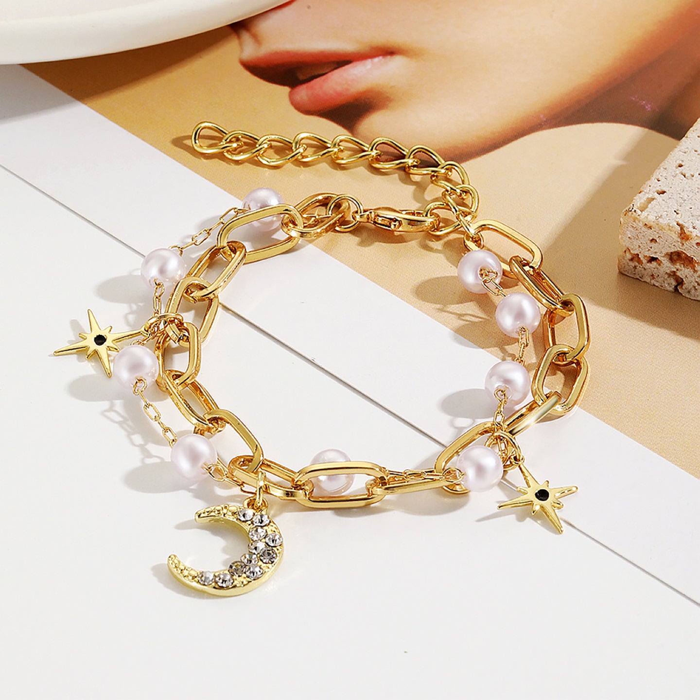 Women Handcrafted Gold-Plated Charm Bracelet