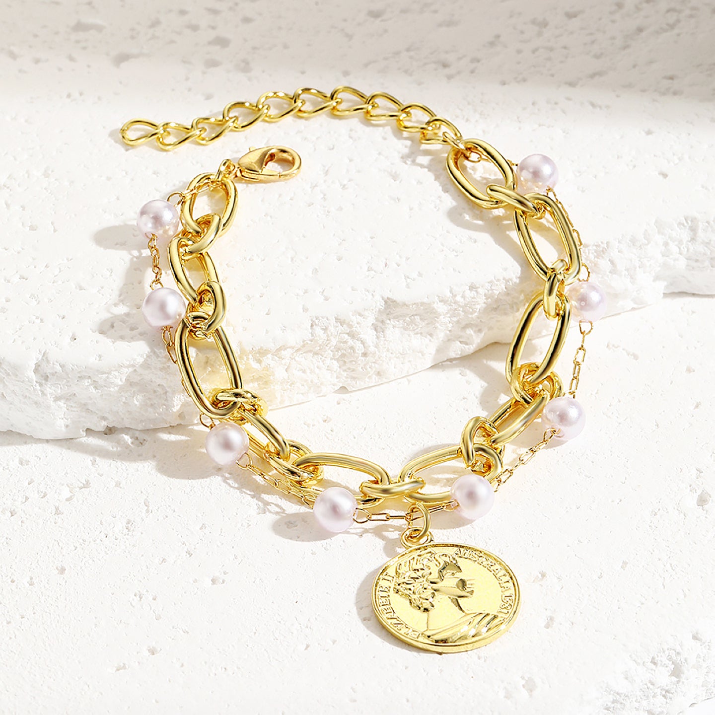Women Handcrafted Gold-Plated Charm Bracelet