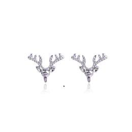 Silver-Plated Animal Shaped Stone Studded Chunky Studs