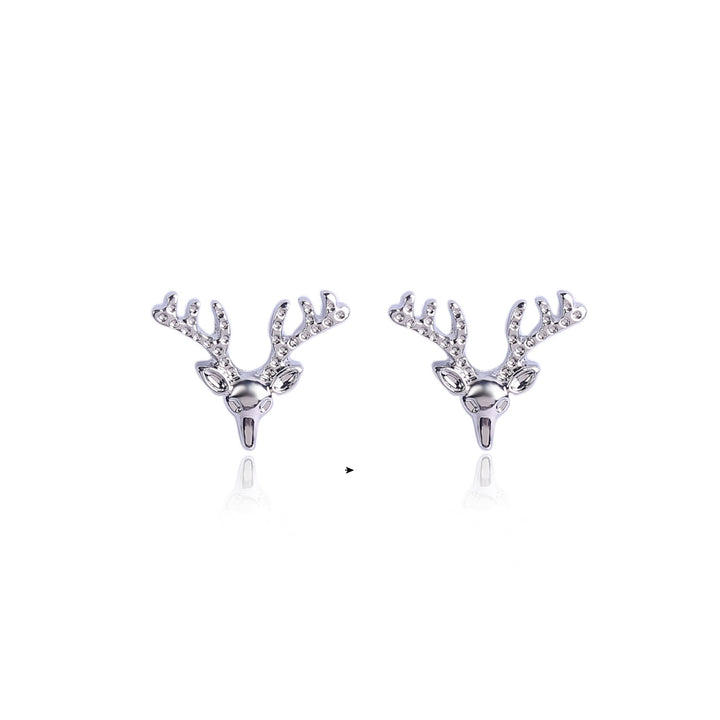 Silver-Plated Animal Shaped Stone Studded Chunky Studs