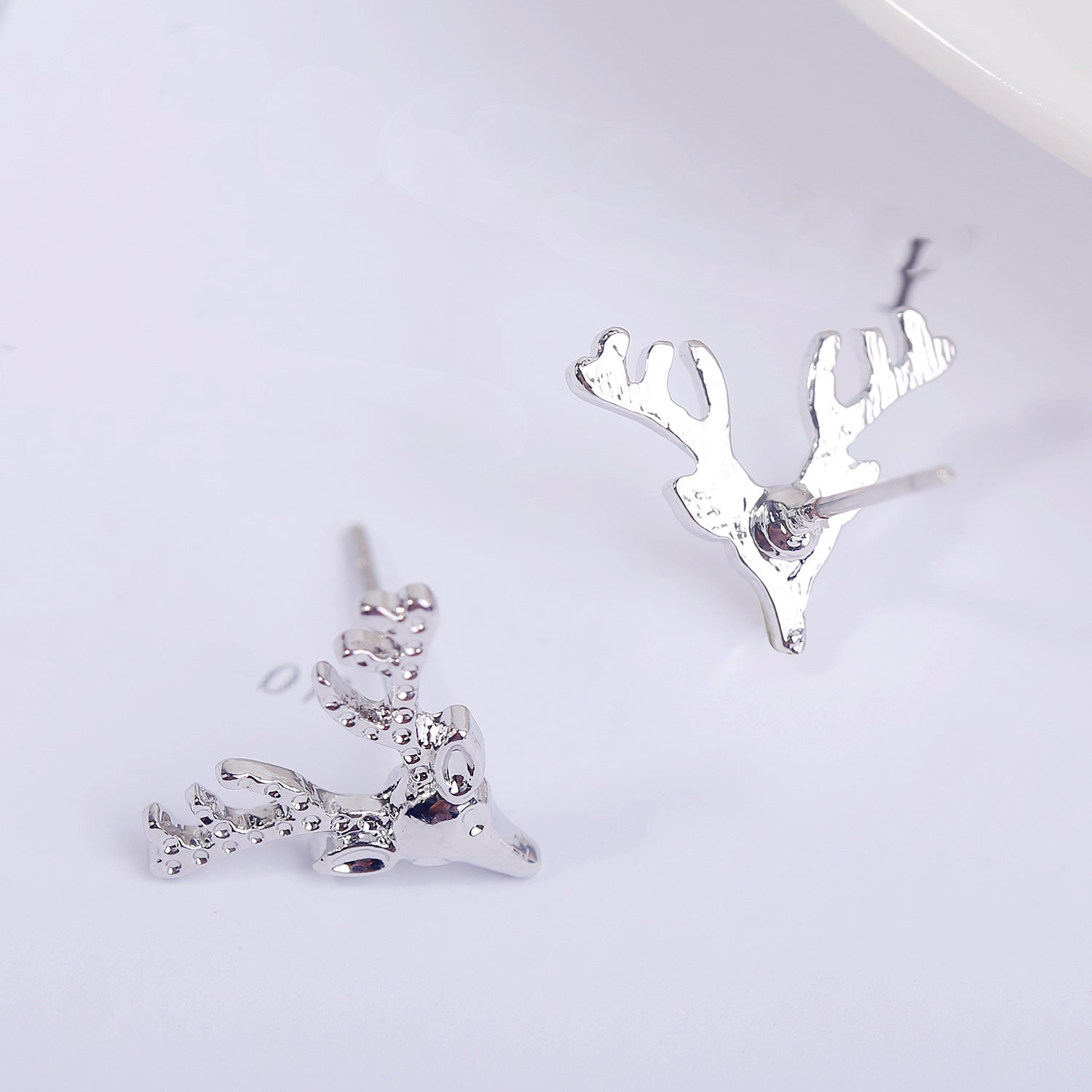 Silver-Plated Animal Shaped Stone Studded Chunky Studs