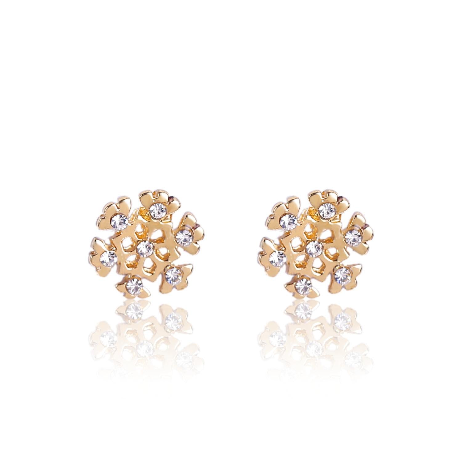 Gold-Plated Contemporary Stone Studded Chunky Studs