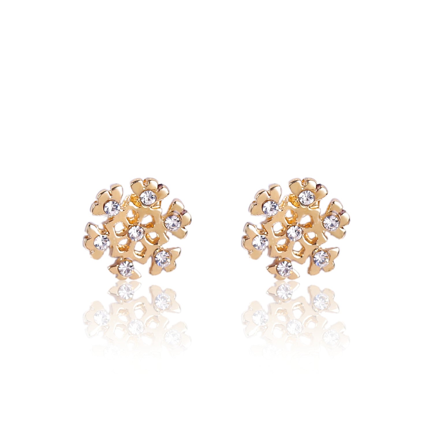 Gold-Plated Contemporary Stone Studded Chunky Studs
