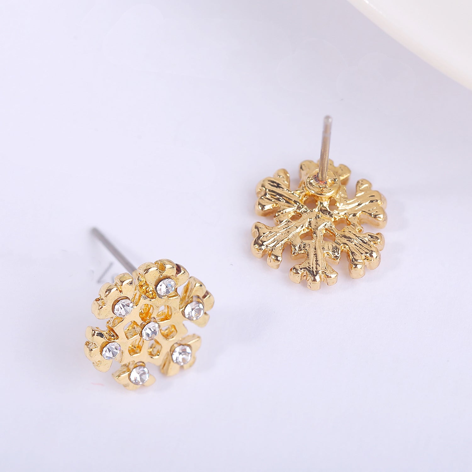 Gold-Plated Contemporary Stone Studded Chunky Studs