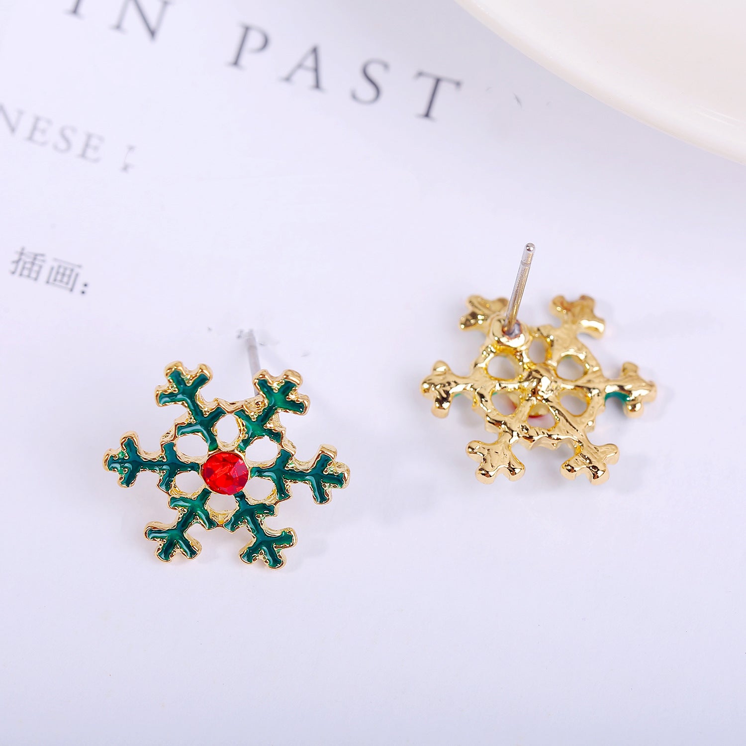 Gold-Plated Stone Studded Contemporary Studs