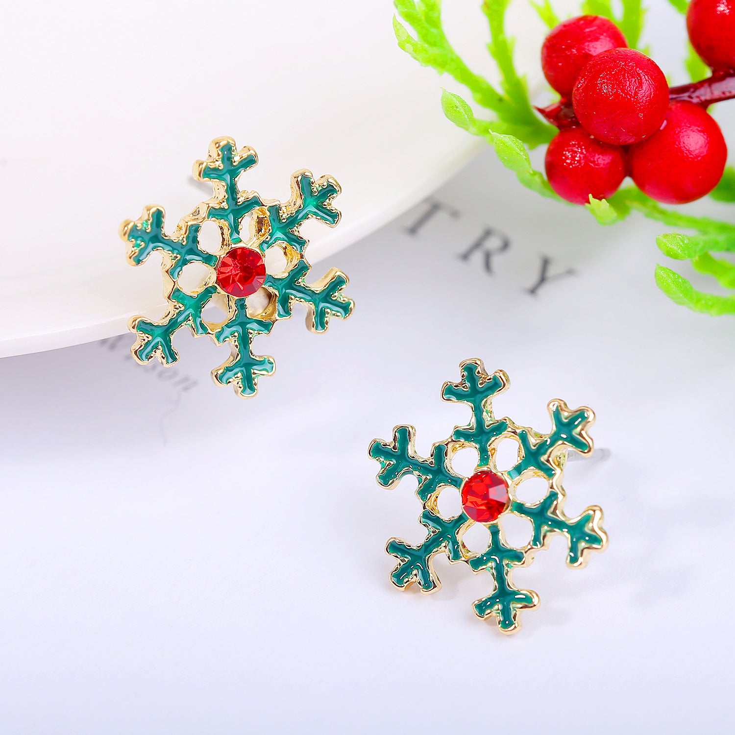 Gold-Plated Stone Studded Contemporary Studs