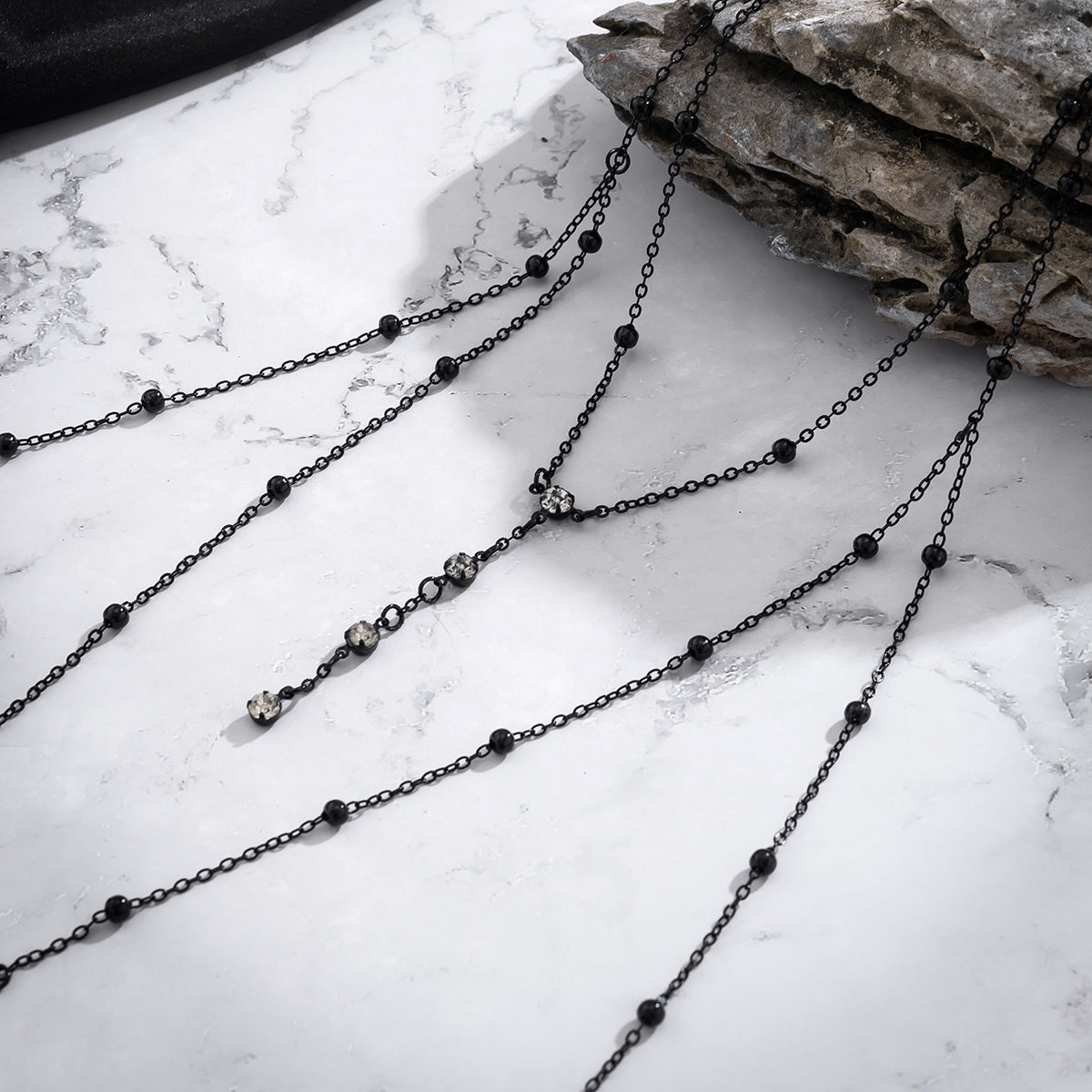 Silver-Plated Artificial Stones Studded & Beaded Chain