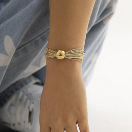 Women Handcrafted Gold-Plated Multistrand Bracelet