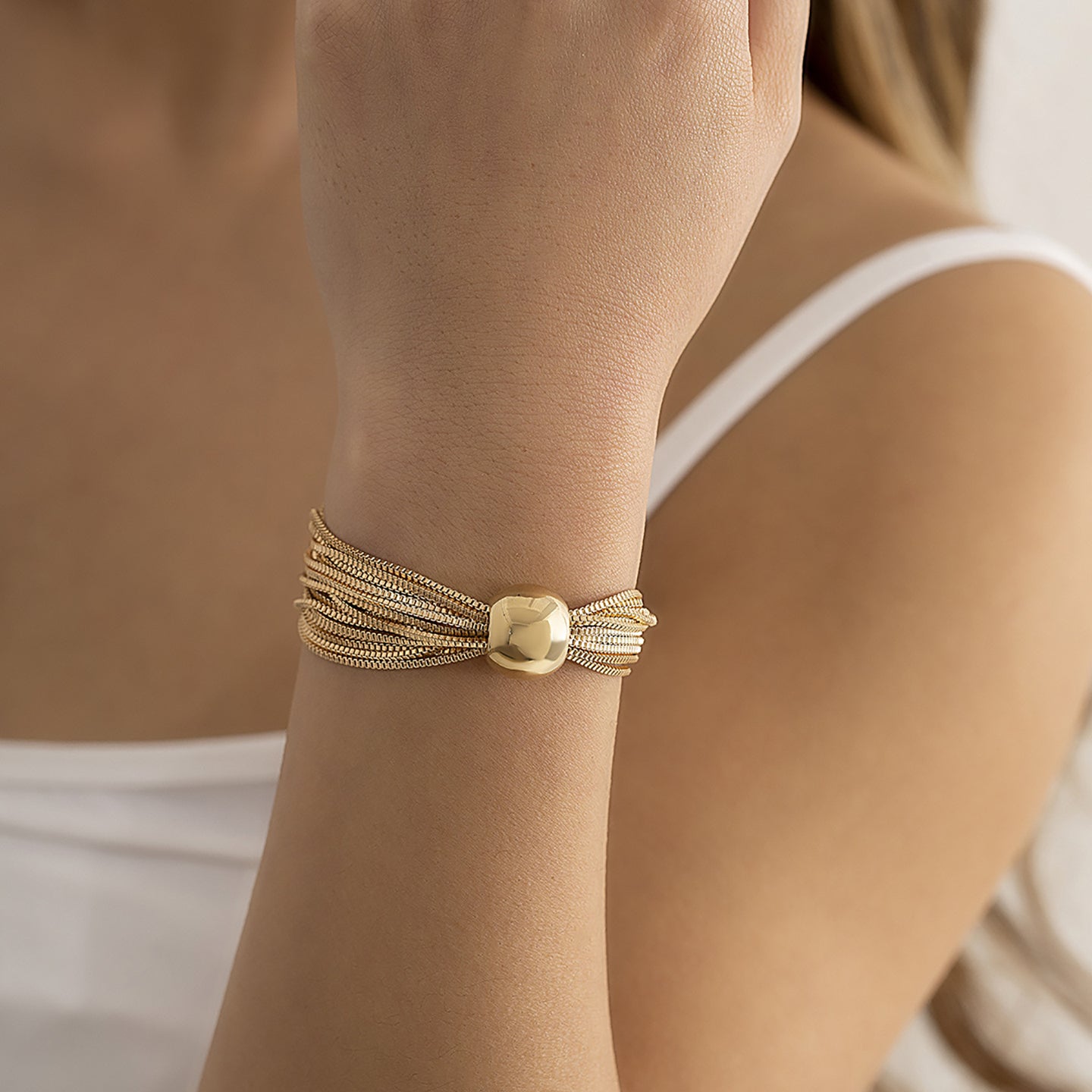 Women Handcrafted Gold-Plated Multistrand Bracelet