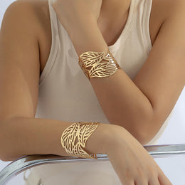 Women Handcrafted Gold-Plated Cuff Bracelet
