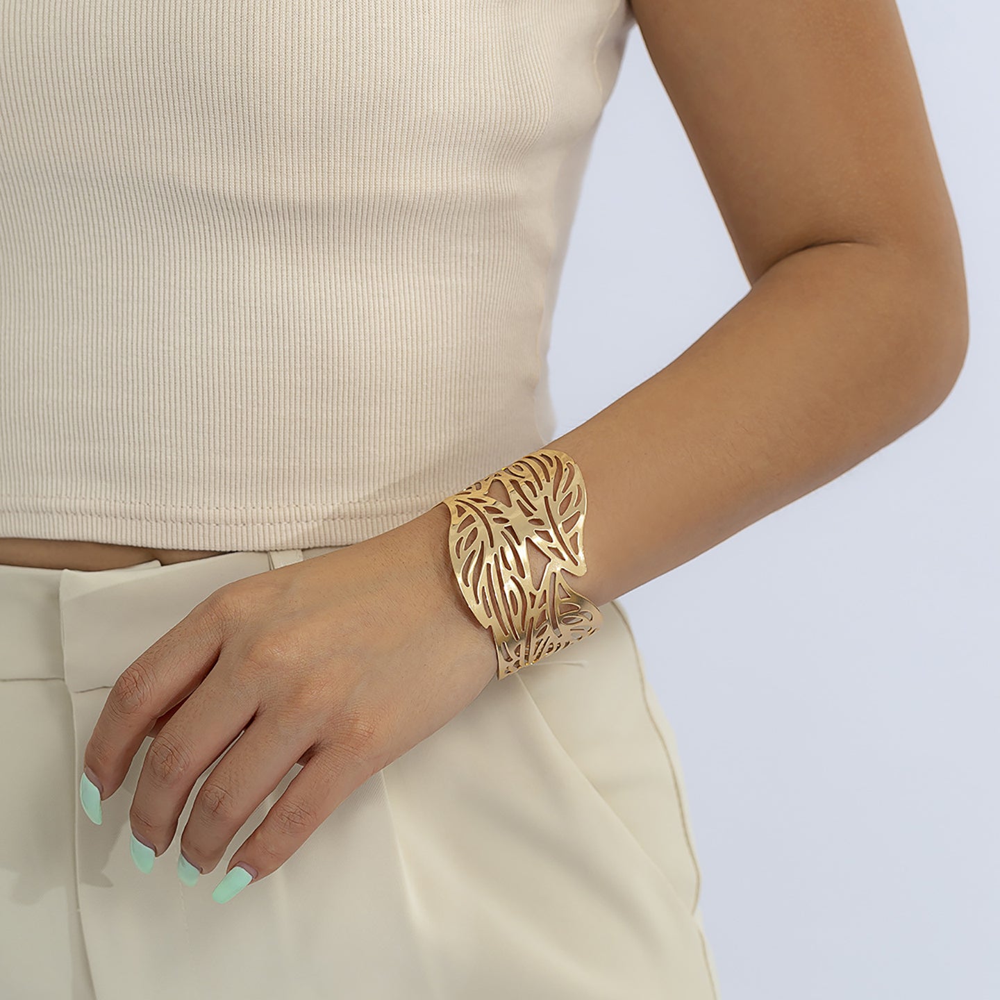 Women Handcrafted Gold-Plated Cuff Bracelet