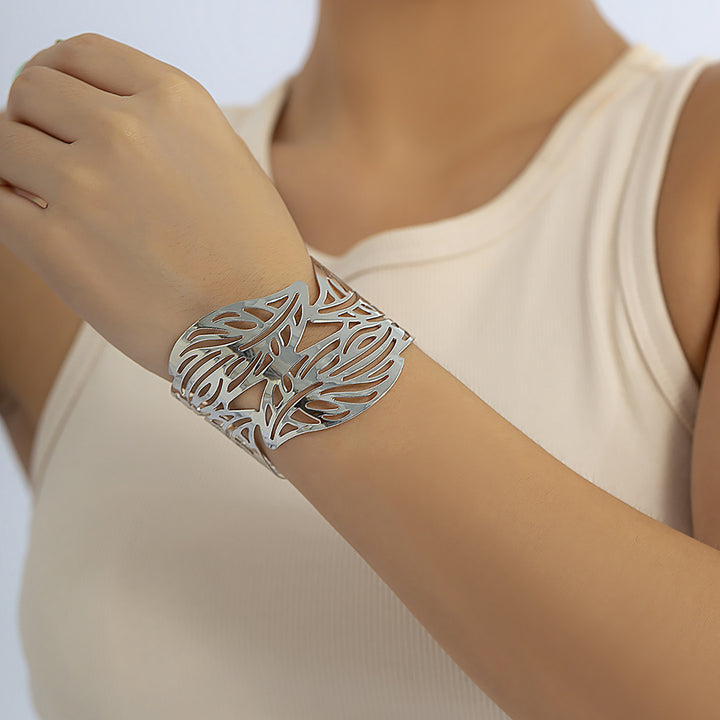 Women Handcrafted Silver-Plated Cuff Bracelet