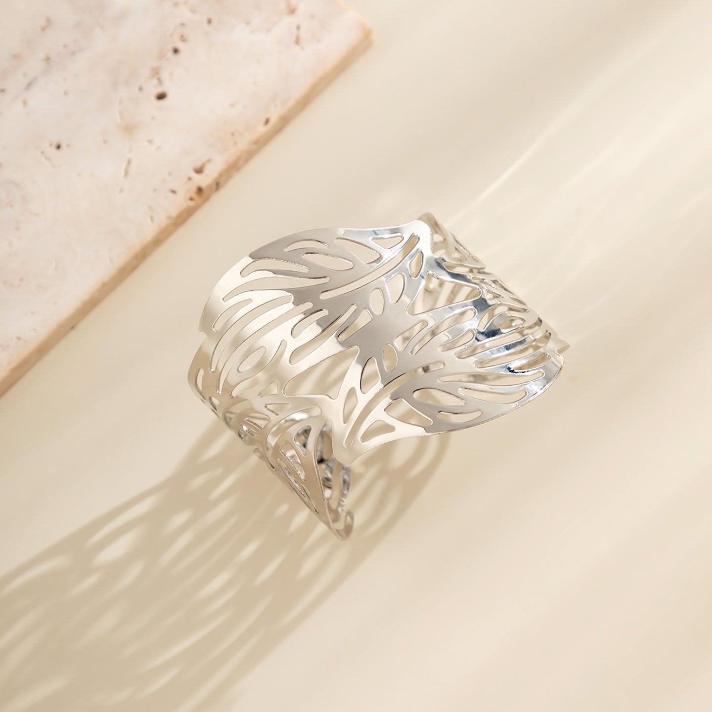 Women Handcrafted Silver-Plated Cuff Bracelet